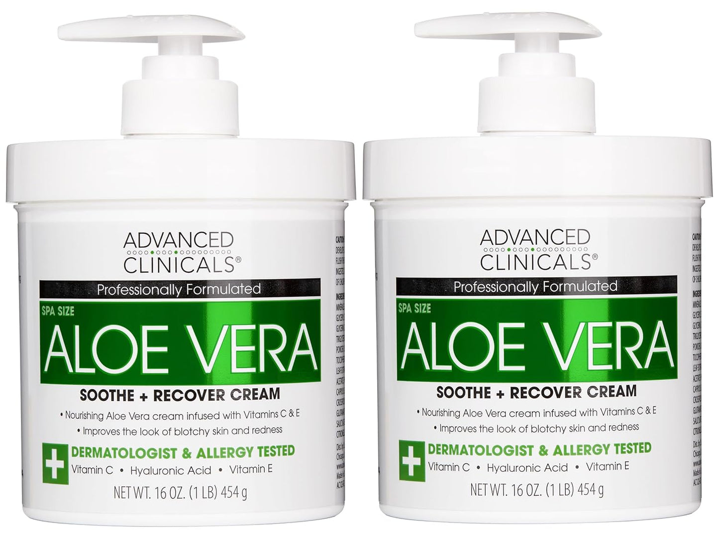 Advanced Clinicals Aloe Vera Lotion Skin Care Relief | Vitamin E Infused Hyaluronic Acid Moisturizer & Vitamin C Body Lotion For Women & Men Helps Improve Look Of Extremely Dry Skin, 16 Ounce, 2-Pack
