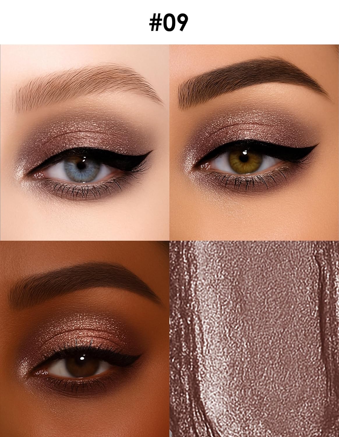 Erinde Shimmer Cream Eyeshadow Stick, Long Lasting Metallic Eye Shadow Stick, Waterproof Creamy Glitter Eyeshadow Pencil, High Pigment Blendable Neutral Eye Makeup, 09 Cocoa Shimmer