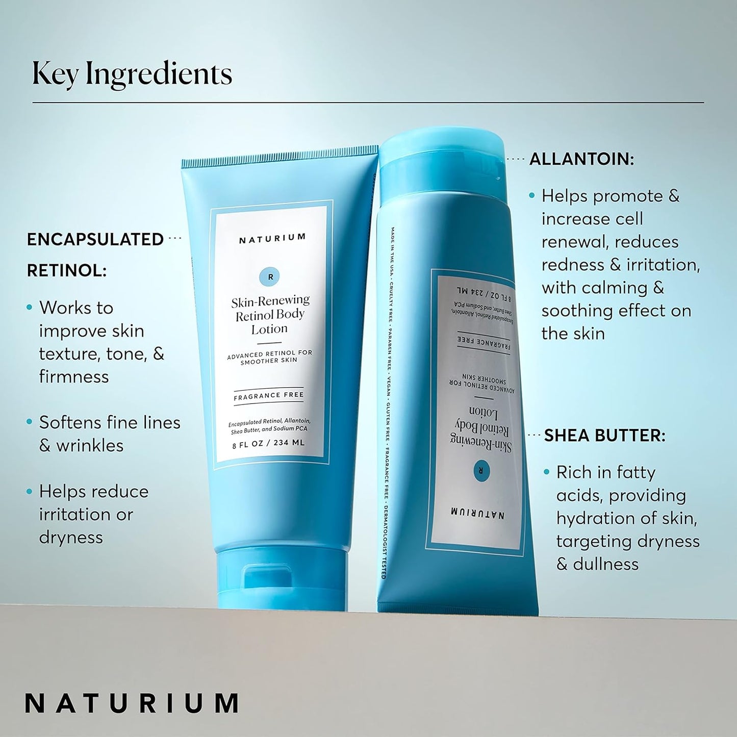 Naturium Skin-Renewing Retinol Body Lotion, Advanced Firming Anti-Aging Skin Care, with Encapsulated Retinol & Shea Butter, 8 oz