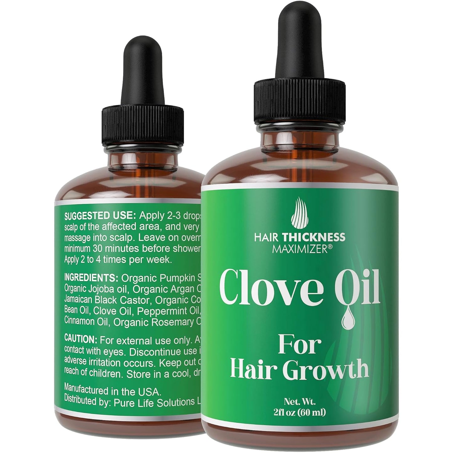 Clove, Rosemary, Peppermint & Jamaican Black Castor Oil Serum - Vegan Hair Growth Treatment for Thickening, Moisturizing & Strengthening Weak Hair, 2oz