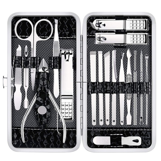 Nail Clippers Set Fingernail and Toenail Clipper Cutters, Manicure Pedicure Kit 18 Pieces Stainless Steel Professional Grooming Kits, Nail Care Tools with Luxurious Travel Case