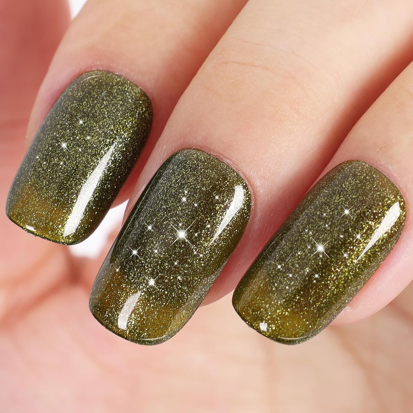 Olive Green Color Glitter Gel Nail Polish,15ml UV/LED Soak Off Sparkly Shimmer Green Gel Polish for Manicure Salon or DIY Nail Art at Home,All Seasion Color Gel - GP0114