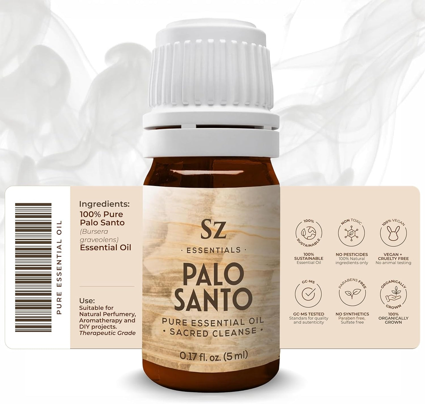 Palo Santo Essential Oil – 100% Pure – Ethically Sourced from Peru – Sacred Oil for Ritual Use, Spiritual Cleansing & Energy Clearing – Bursera graveolens – Vegan – 0.17 fl oz (5mL)