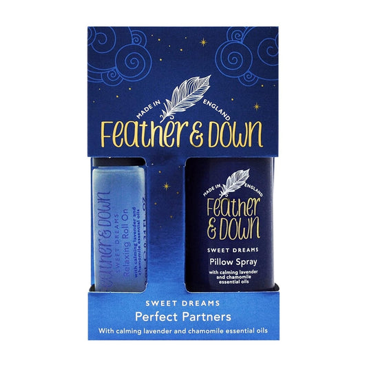 Feather & Down Sweet Dream Perfect Partners Gift Set: 50ml Pillow Spray & 10ml Roll-On, With Calming Lavender & Chamomile Essential Oils, Vegan & Cruelty Free