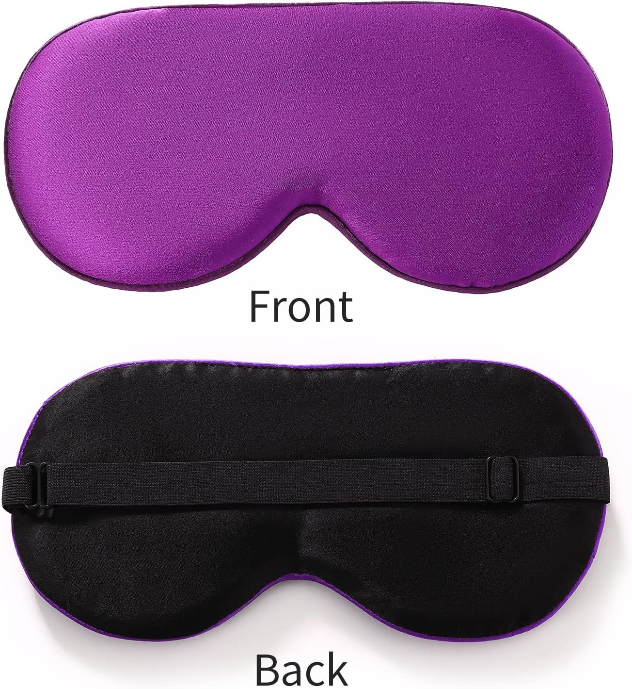 2-Pack 100% Real Natural Silk Eye Mask, Silk Sleeping Mask, Shade Puffy Eye Gift with Adjustable Straps, Sleep Eye Mask, SHJINJU Eye Mask Shade (Black and Purple)