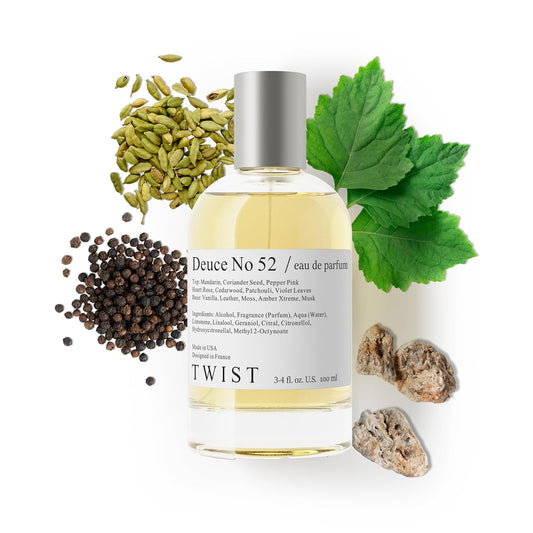 Twist - Deuce No. 52 - Eau De Parfum Inspired by Tuxedo Vest, Long-Lasting Perfume for Women & Men, Paraben Free, Vegan, Clean Ingredients, Unisex Fragrance - Spray 100 ml | 3.4 fl. oz.