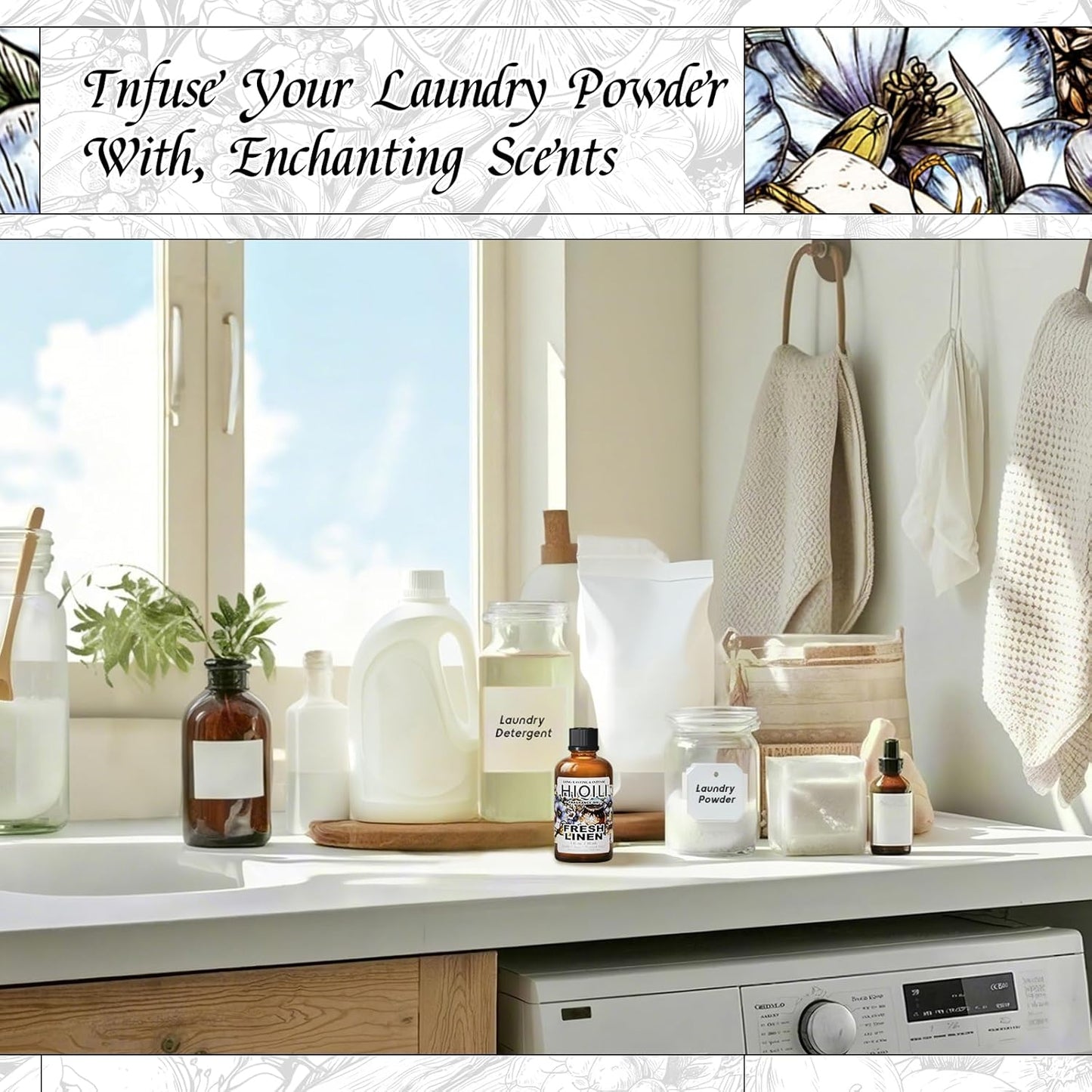 HIQILI Fresh Linen Fragrance Oil for Candle & Room Spray Making, Add to Dryer Balls, Freshie Scents for Essential Oil Diffuser - 1 Fl Oz