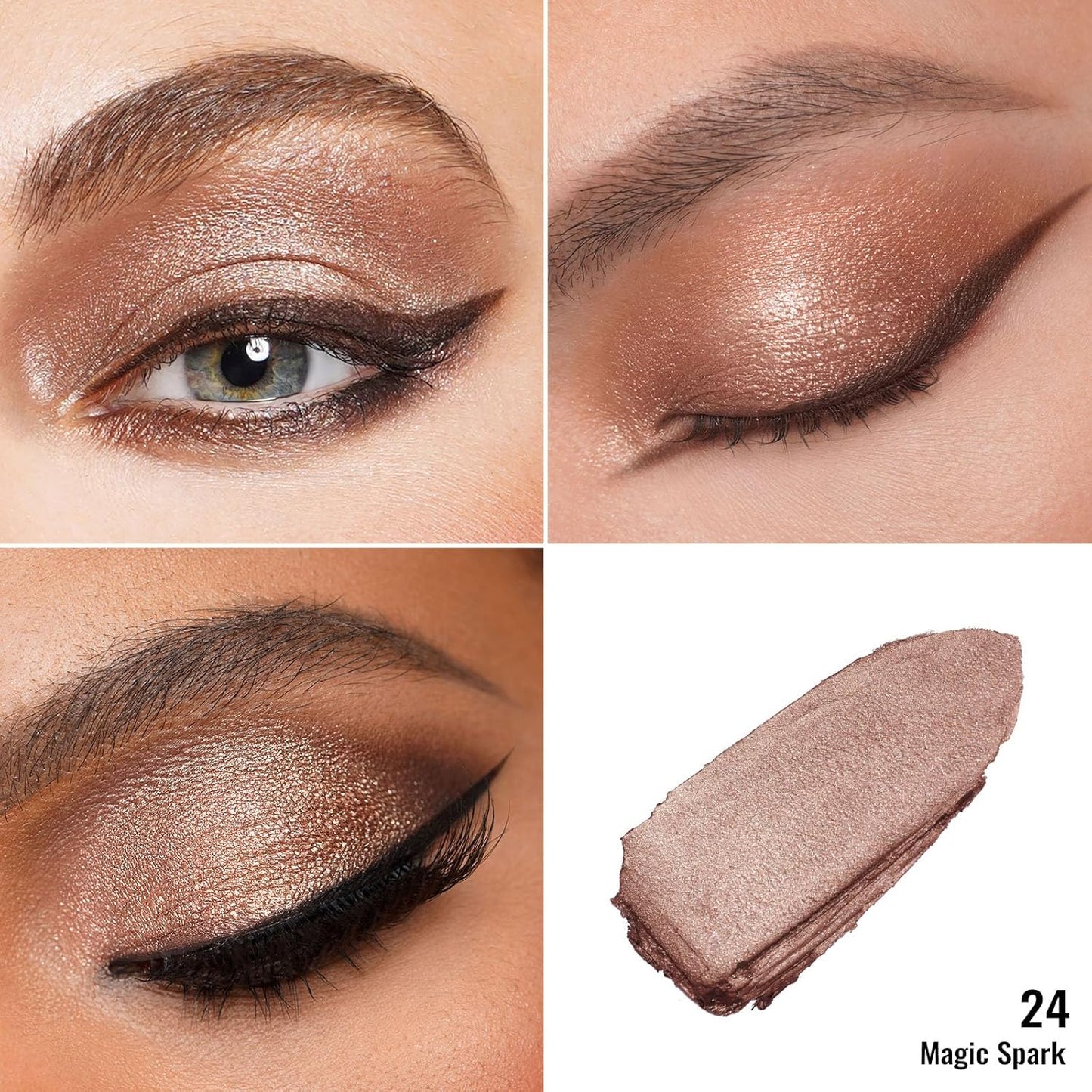 Oulac Shimmer Cream Eyeshadow also for Highlighter Blendable Eye Shadow Waterproof&Long Lasting with Moisturizing Formula Soft Shimmer Eye Make-up,Vegan & Cruelty-Free,6g 24