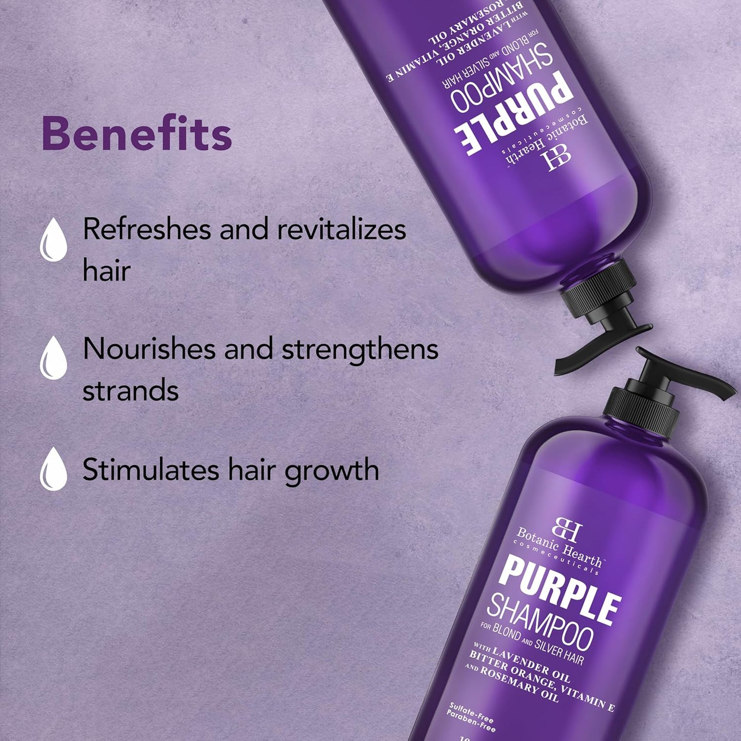 Botanic Hearth Purple Shampoo 16 Fl Oz | For All Shades Of Blonde, Silver & Gray Hair | With Lavender Oil, Vitamin E & Rosemary Oil | Sulfate & Paraben Free