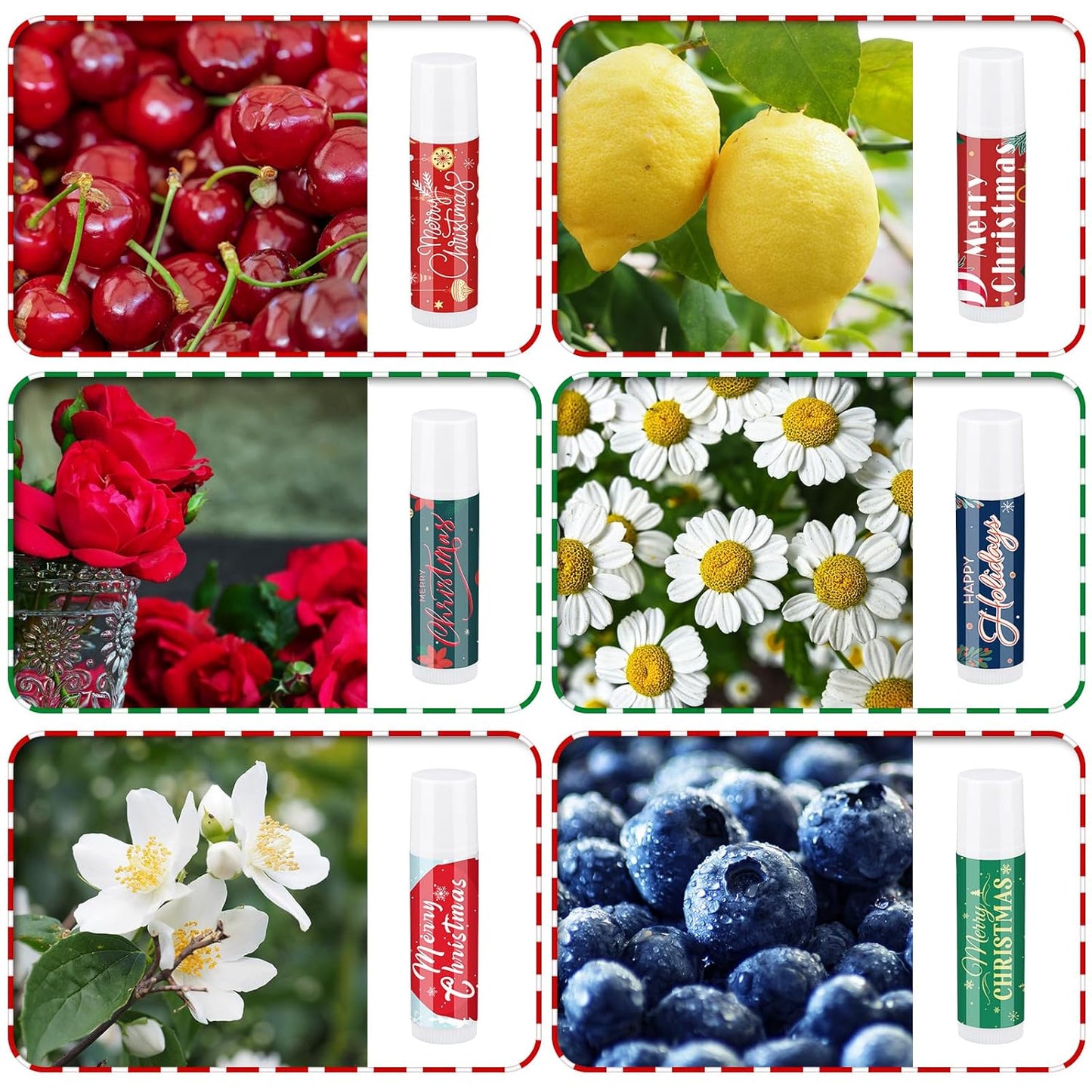 36 Pcs Lip Balm Bulk Easter Basket Stuffers Christmas Gifts for Kids Holiday Lip Balm Moisturizing Stick Lip Care Multipack Flavored Lip Balm for Party Supplies in 6 Flavors (Santa Claus)