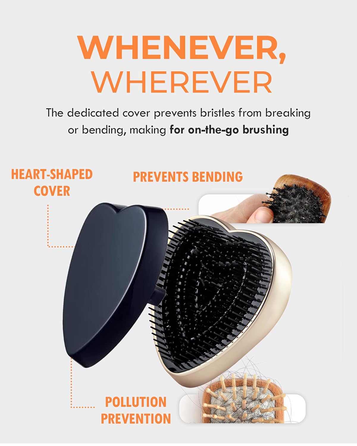 ReFa Heart Brush CHAMPAGNE GOLD | Heart Shaped Hair Brush for Women | No Tangle Hair Brush | Small Hair Brush for Thick Hair | Hair Detangler Hair Brush Travel Hair Brush