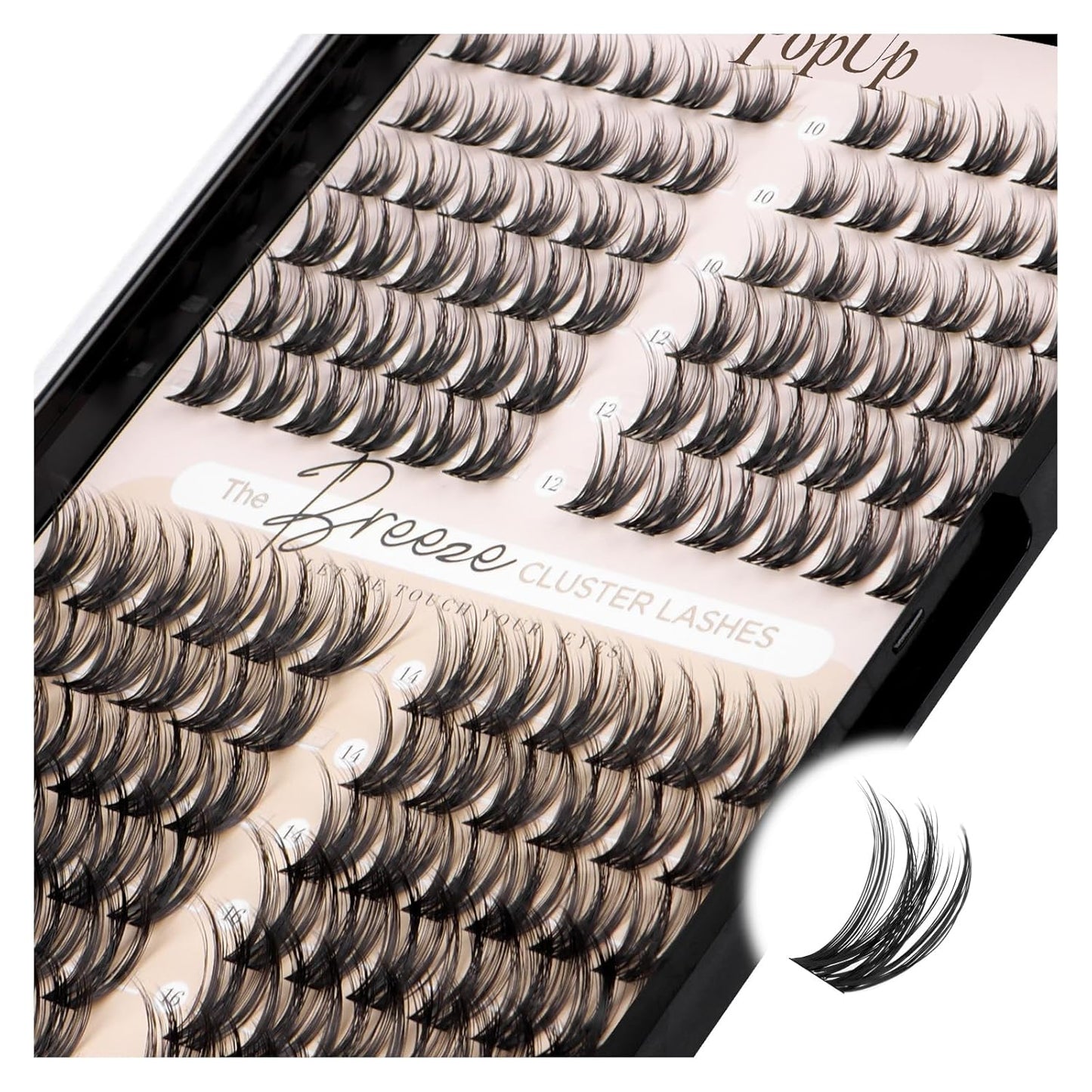 PopUp Lash Clusters 144 Pcs Cluster Lashes DIY Cluster Eyelash Extensions Mega Volume Reusable Individual Lashes Cluster Volume Look Super Thin Band & Soft(D10)