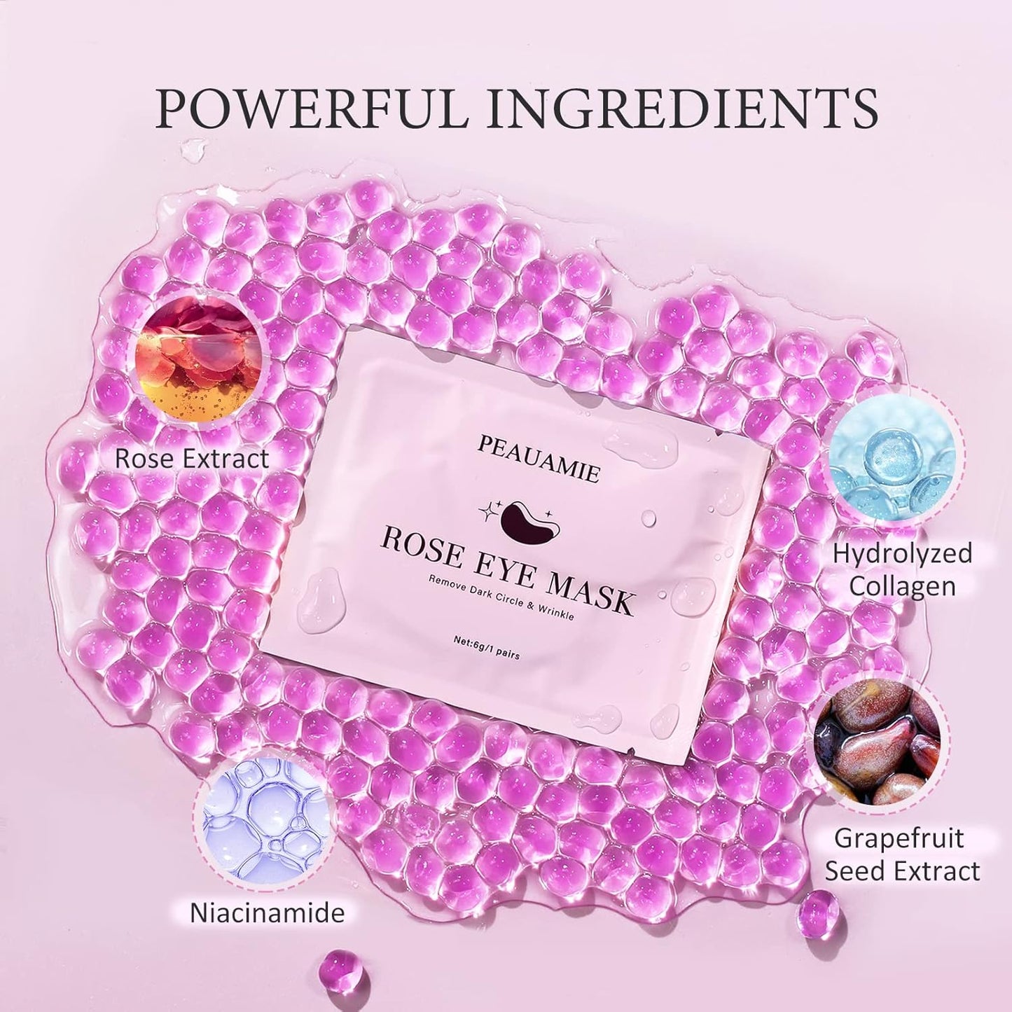 Under Eye Patchs (30 Pairs) Rose Eye Mask for Dark Circles and Puffiness Wrinkle Eye Bags (Rose)