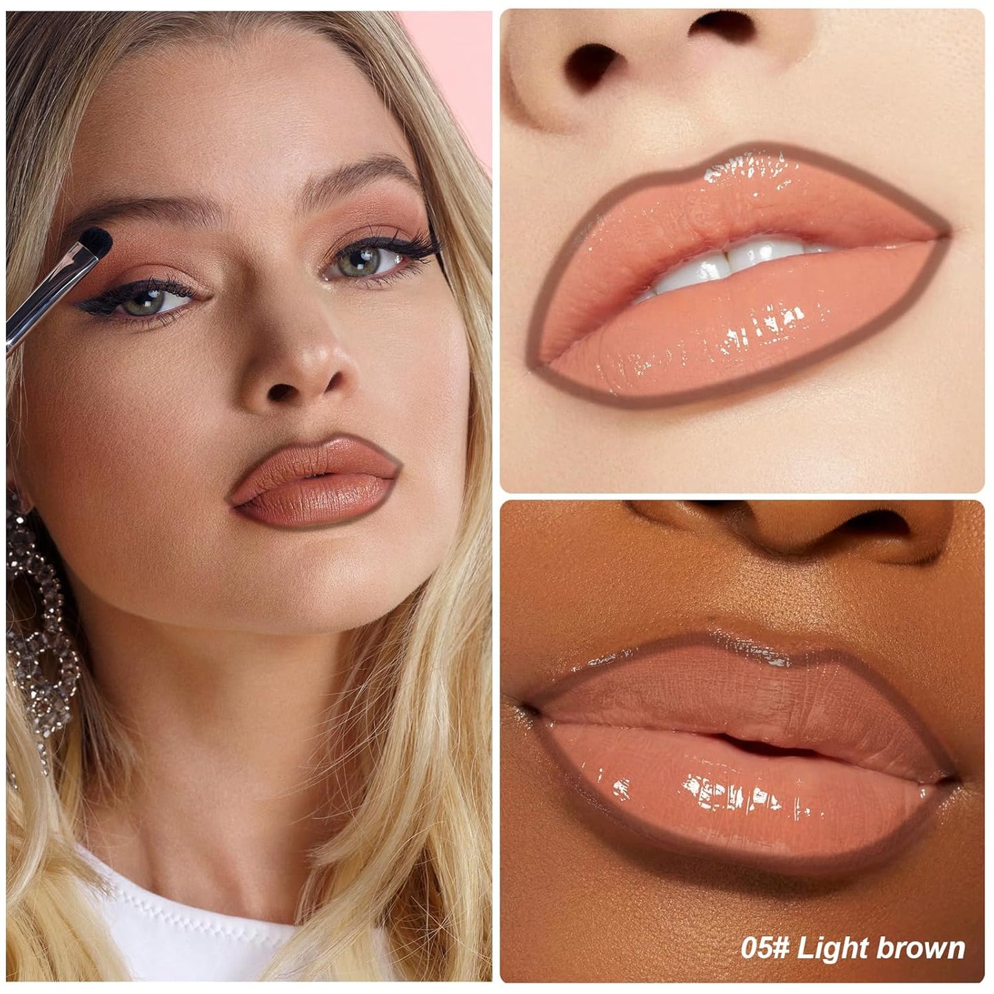 KISSIO Lip Stain Set,Peel Off Lip Liner Stain and Lip Care Oil,Transfer Proof,Long Lasting and Waterproof Lip Tint,Matte Finish,Lip Combo,05 Light brown