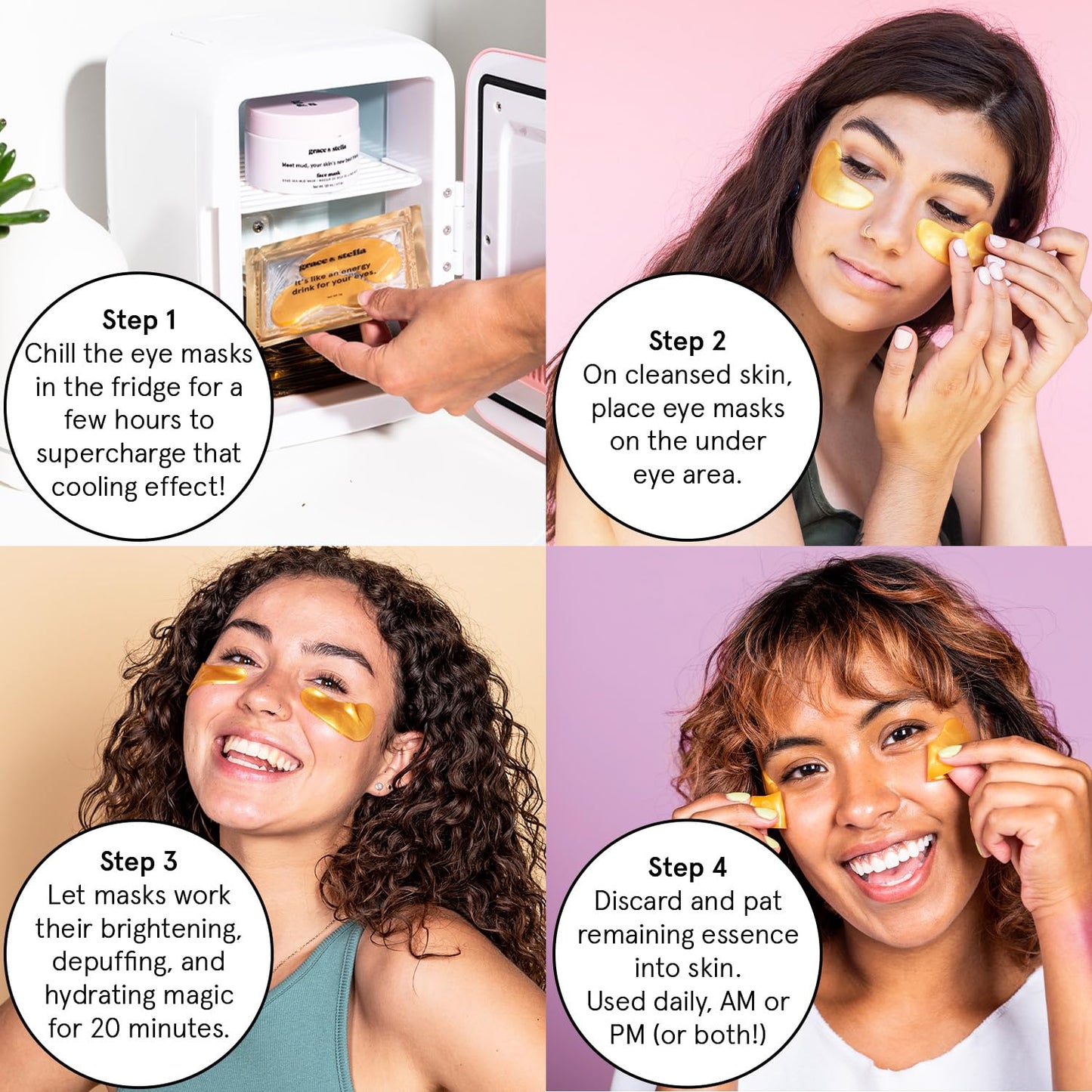 grace & stella Award Winning Under Eye Mask - Reduce Dark Circles, Puffy Eyes, Undereye Bags, Wrinkles - Gel Under Eye Patches - Gifts for Mom - Vegan Cruelty-Free Self Care (Pink, 6 Pairs)