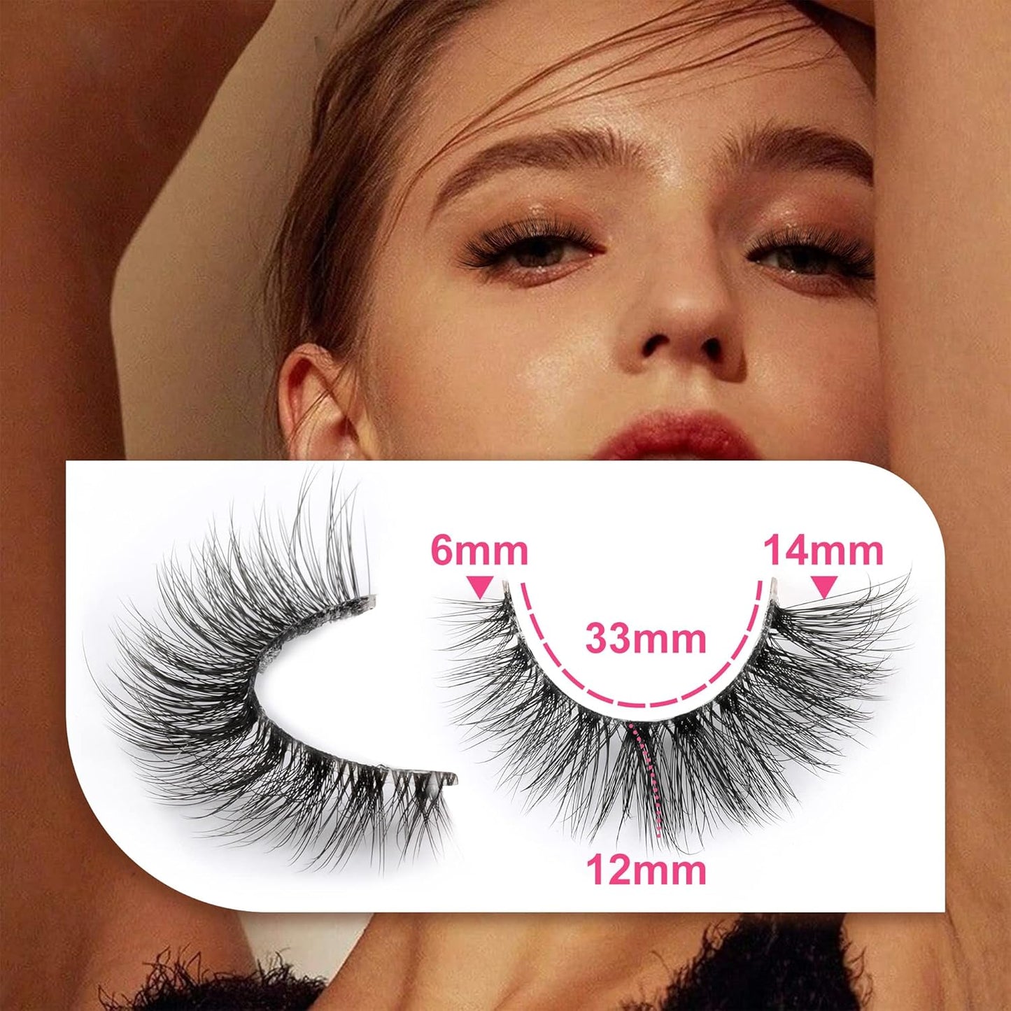 JIMIRE Lashes with Clear Band Demi-Wispies Fluffy Faux Mink Eyelashes Wispy Cat-Eye False Eyelashes Natural Look 7 Pairs Pack