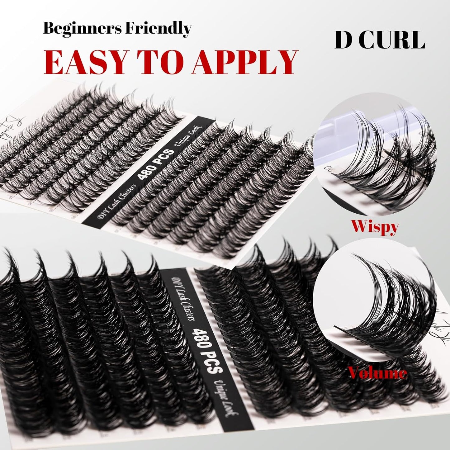 Lash Clusters 480 Clusters 60D 80D Thick Eyelash Extension 30D 40D Individual Eyelashes D Curl 11-20mm False Eyelash Multi-Style DIY Lash Extensions for Beginners(30D-80D-D, 11-20MIX)