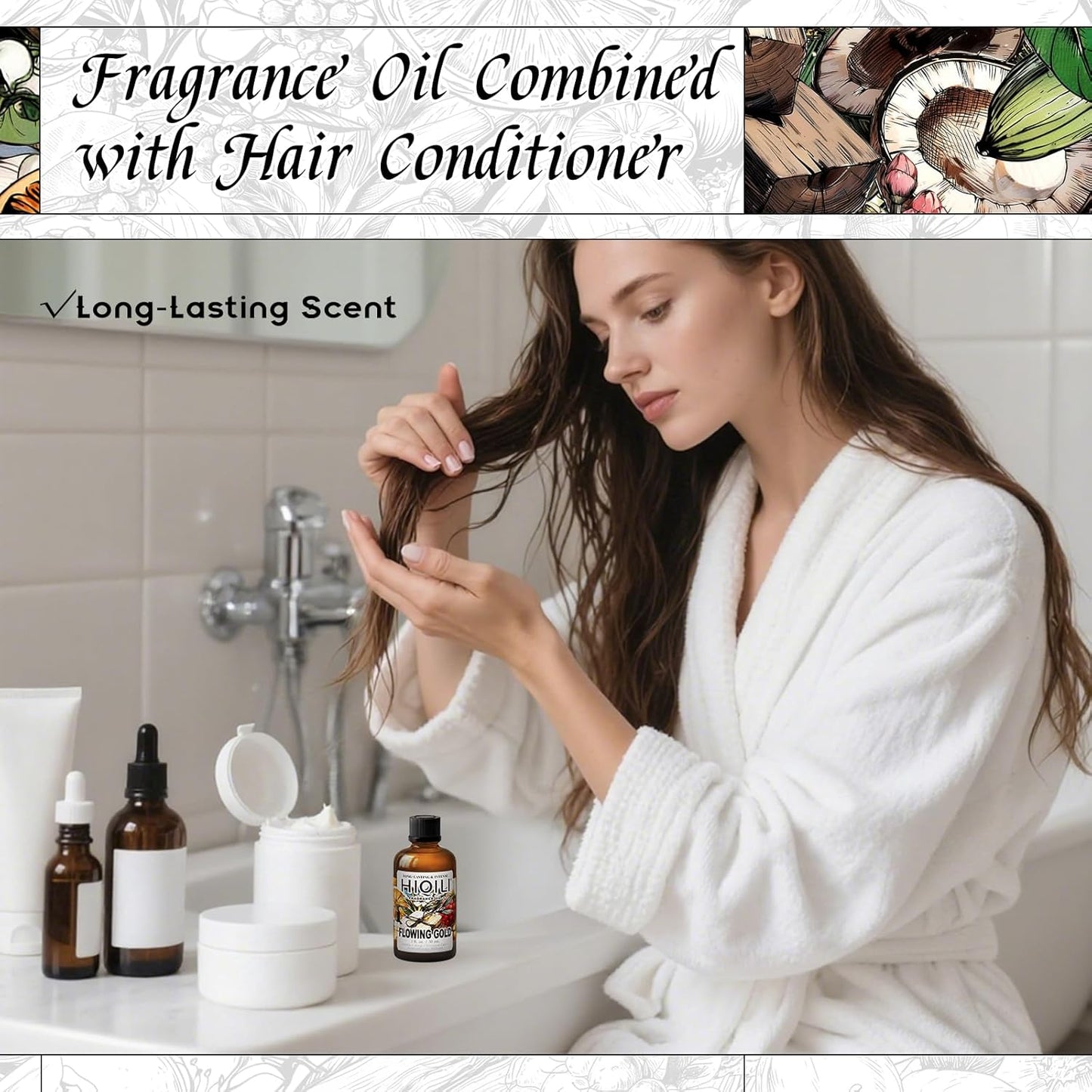 HIQILI Flowing Gold Fragrance Oil - Perfect for Soap & Candles, Inspired by R.Bane One-Mill, Men's Perfumes Making, for Essential Oil Diffusers Use - 1Fl Oz