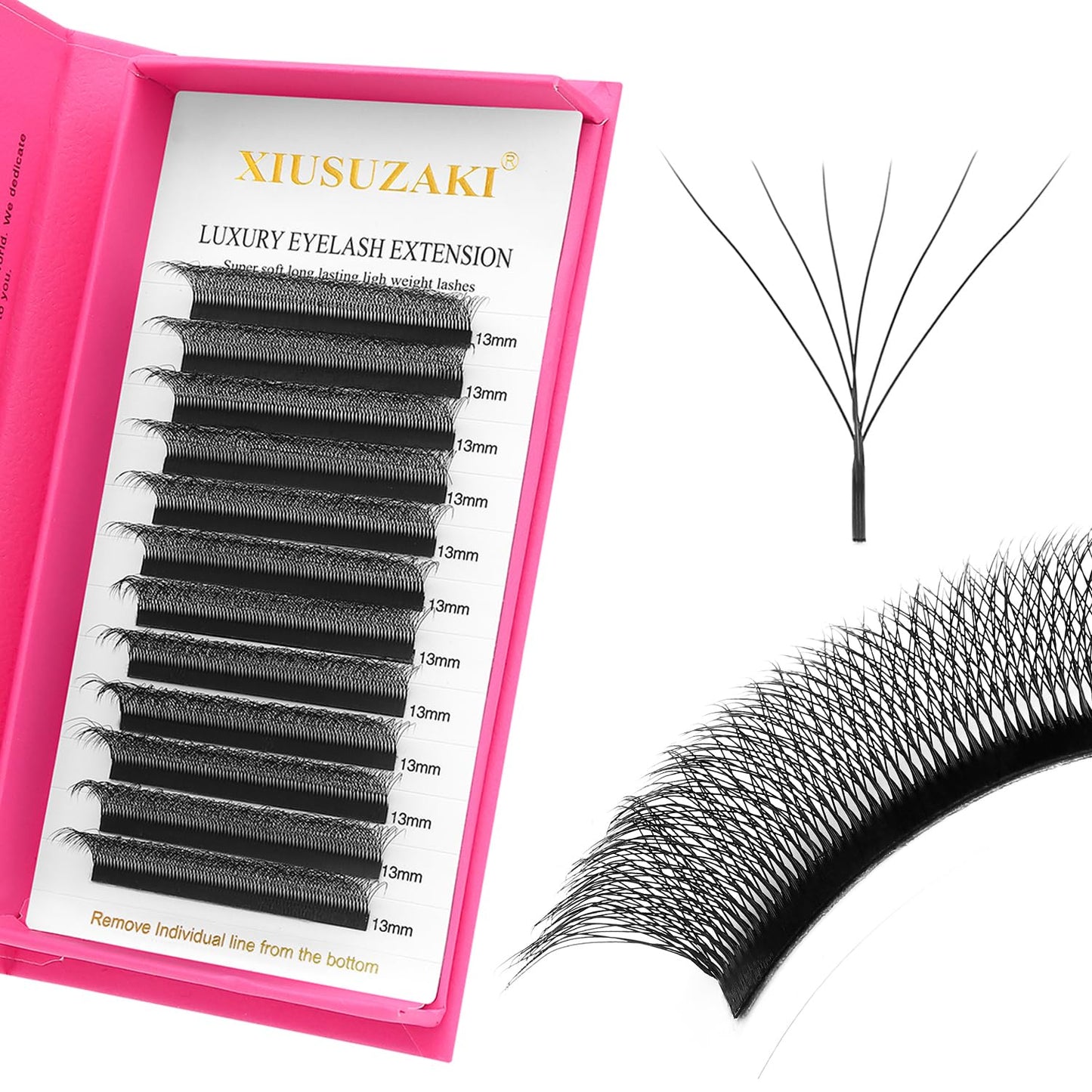 W Lash Extensions Supplies 6D Eyelash Extensions W Shape 0.07mm Thickness D Curl 11mm Premade Fans Easy Fan Lashes Volume Matte Black 12 Rows Crisscross Eye Lashes(W-6D-0.07-D,11mm)