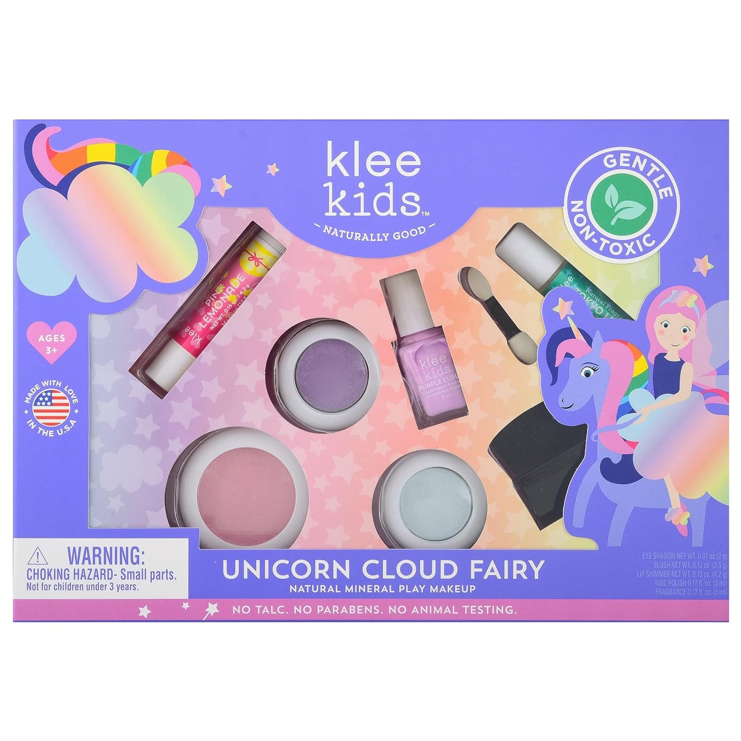 Luna Star Naturals Klee Kids Deluxe Play Makeup Kit. Gentle and Non-Toxic. Made in USA. (Unicorn Cloud Fairy)
