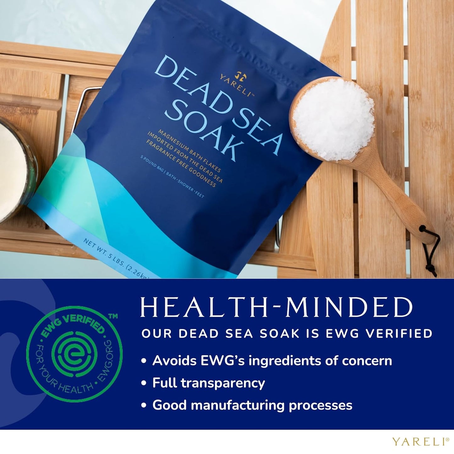 Magnesium Flakes, 15lb, Dead Sea Bath & Foot Soak, Alternative to Epsom Salt with Over 800,000mg of Magnesium Chloride Per Bag