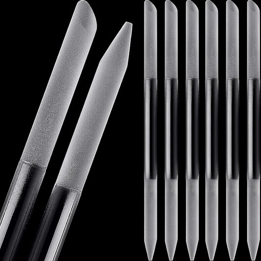 Maitys 6 Pieces Glass Cuticle Pusher Glass Cuticle Stick Set Double Sided Crystal Nail Files Precision Manicure Pedicure pusher tools(Clear)