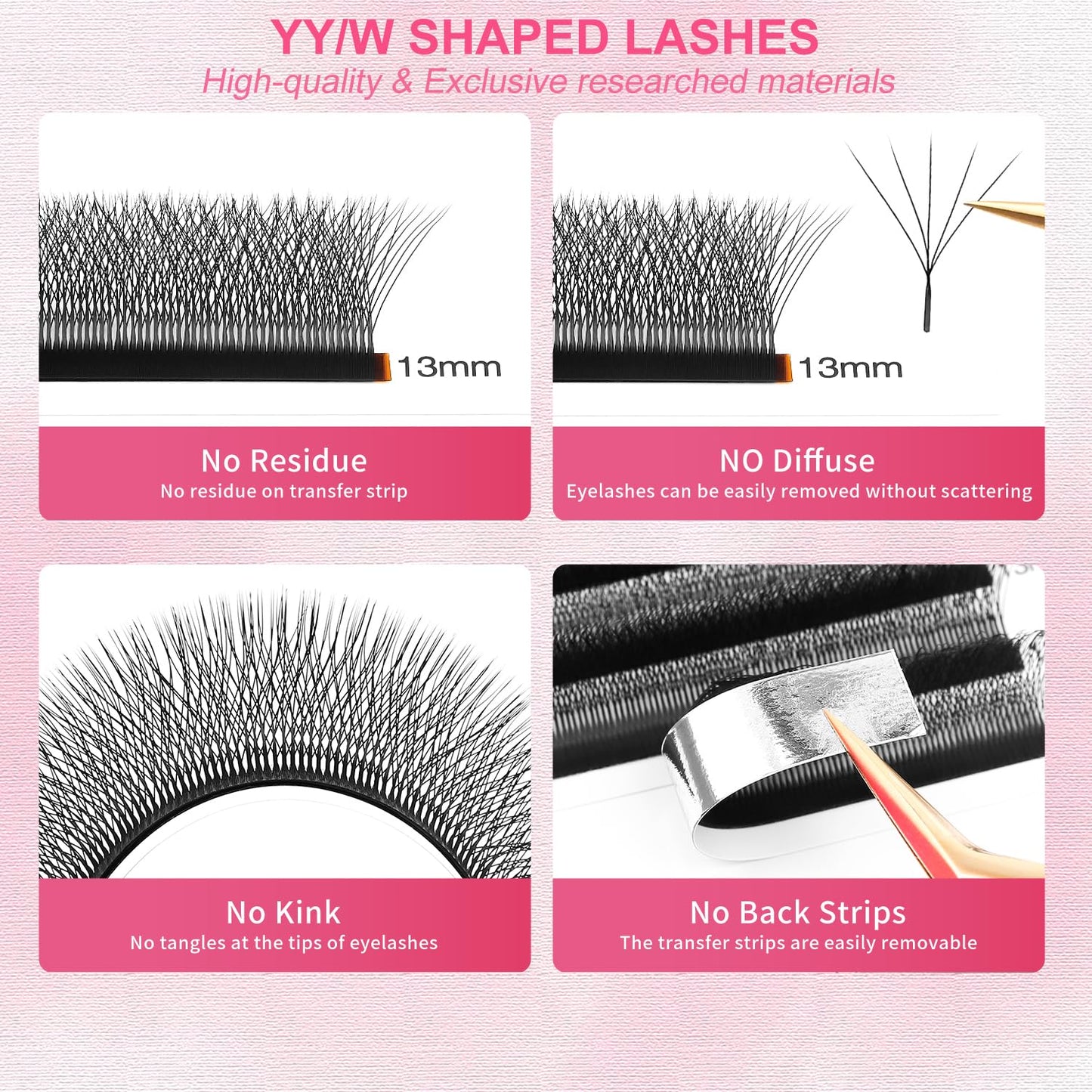 Lash Extensions 5D Eyelash Extensions W Lashes 0.07mm Thickness D Curl Lashes Mix 8-15mm Soft Lash Trays Volume Lash Extension Natural Matte black False Eyelashes Professional Use(W-5D-0.07-D,8-15mm)