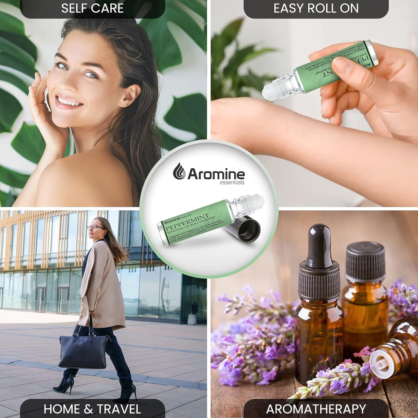 Peppermint Essential Oil Roll On, Pre-Diluted 10ml (Pack of 2). Premium Quality, Therapeutic Grade Topical Ready Aromatherapy Oil