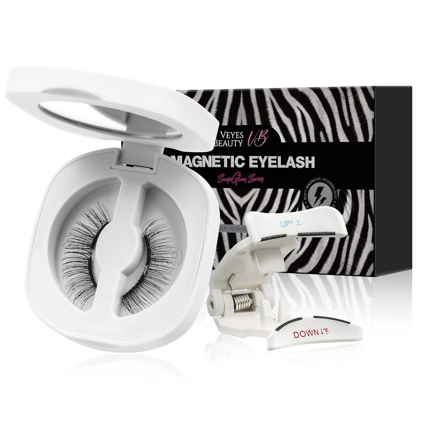 VEYESBEAUTY Magnetic Eyelashes with Applicator Reusable Magnetic Lashes Natural Look No Glue Needed False Eyelashes, Moonlit Lashes Kit Easy to Wear and Remove