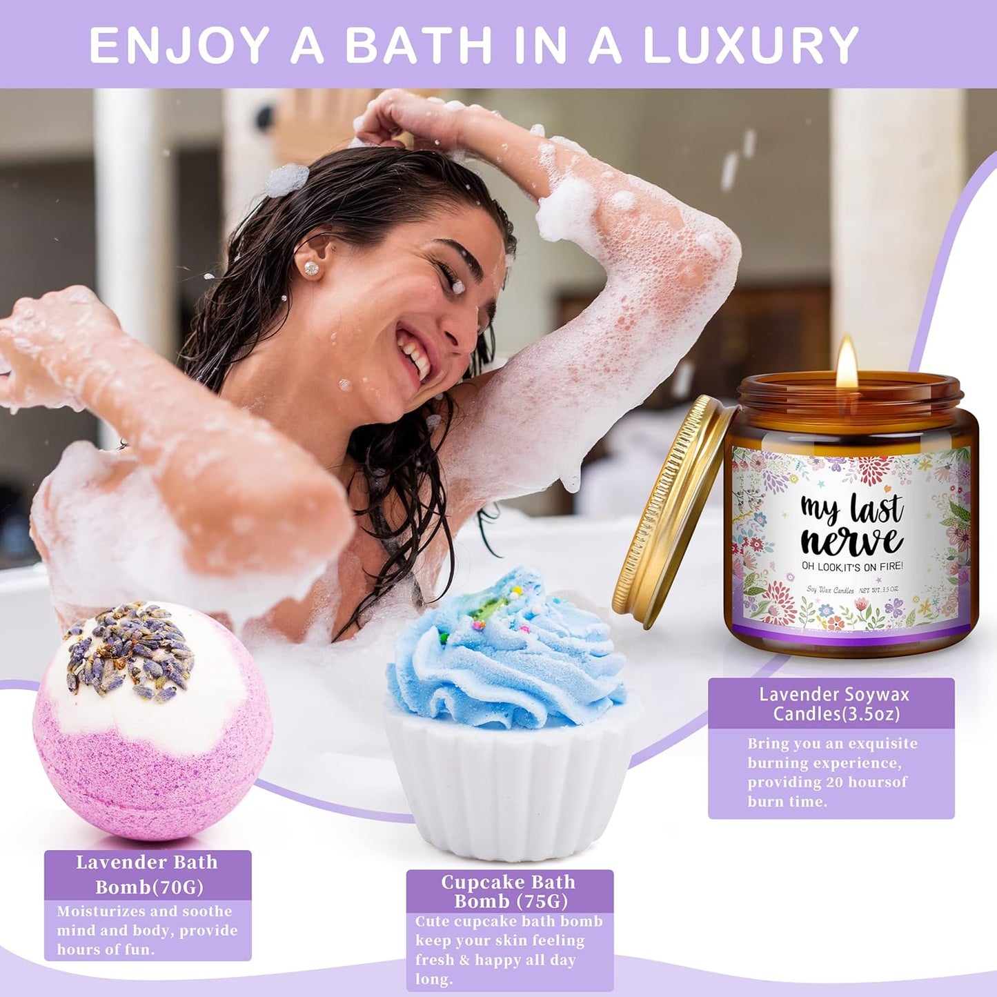 Gifts for Women, Birthday Gifts for Women Self Care Package Gifts for Women Pamper Gifts Baskets for Women Her,Friends,Mom,Wife 11 pcs Lavender Purple Gifts Mothers Day Gifts for women