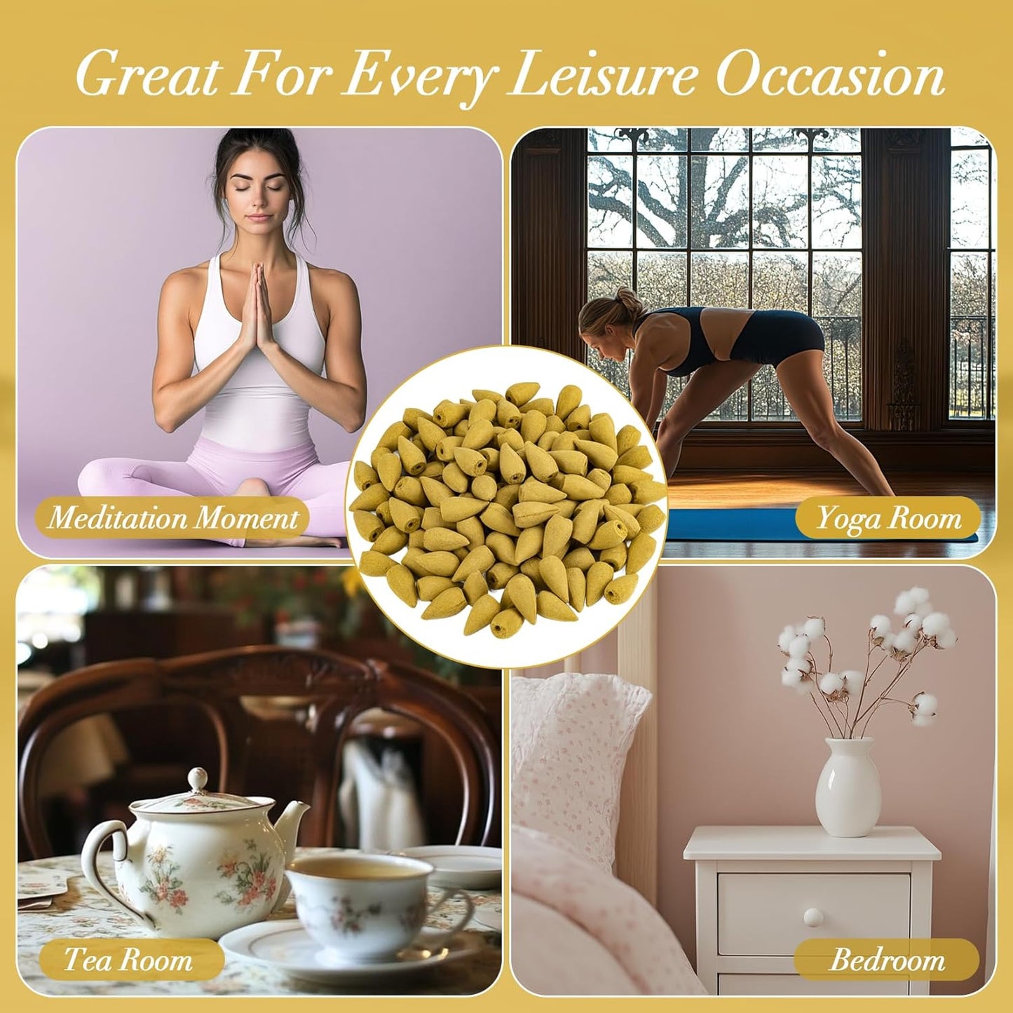 Sukh Backflow Incense Cones for Waterfall - 108 PCS Waterfall Scented Cone Bulk Aromatic Smoke Fountain for Aromatherapy Yoga Relaxation Home Decor(Jasmine Scents)