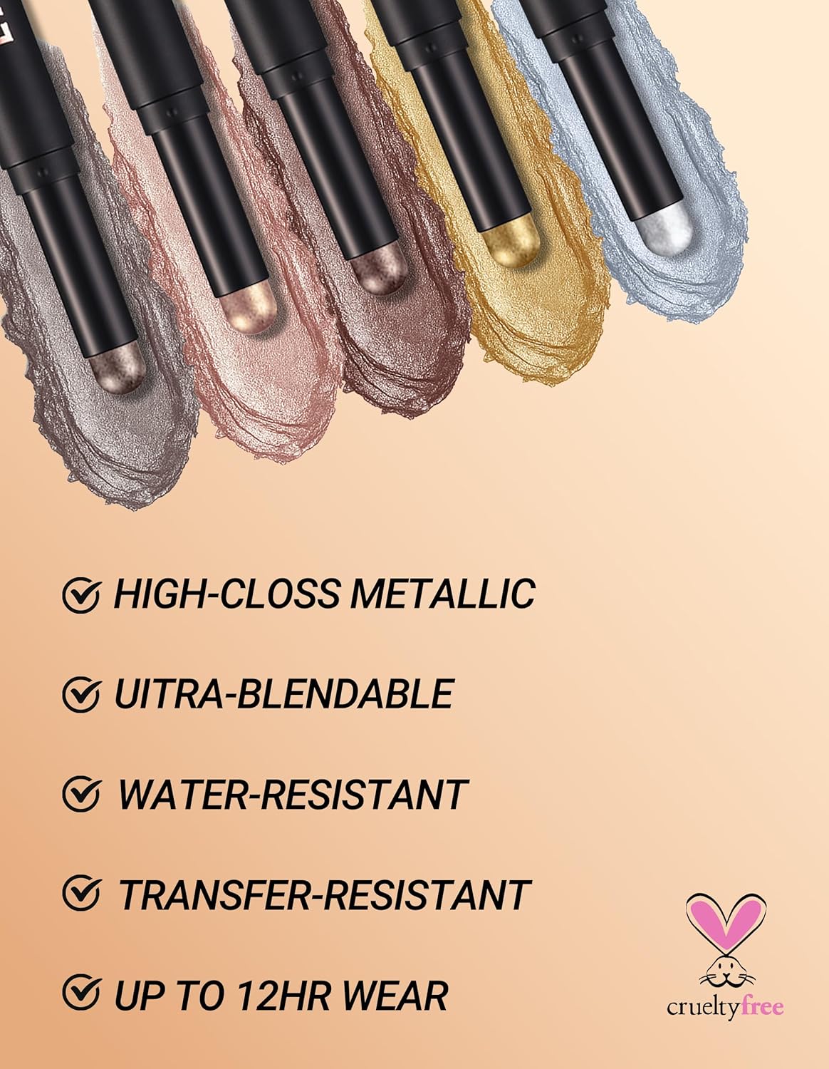 Erinde Shimmer Cream Eyeshadow Stick, Long Lasting Metallic Eye Shadow Stick, Waterproof Creamy Glitter Eyeshadow Pencil, High Pigment Blendable Neutral Eye Makeup, 09 Cocoa Shimmer