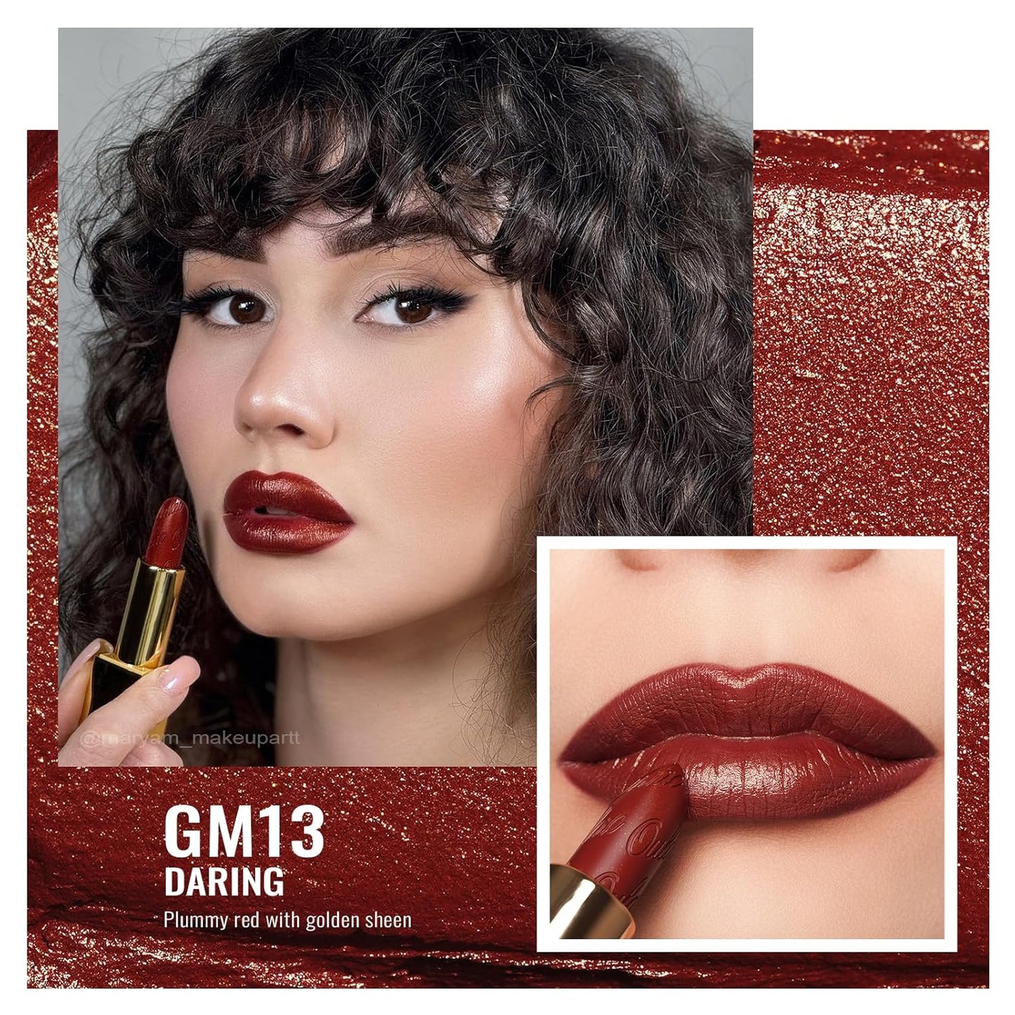 Oulac Metallic Red Lipstick Set 3PCS High Impact Lipcolor with Moisturizing Formula, Vegan Beauty, Full-Coverage Lip Color, Gift Lipstick for Women, 4.3g X 3PCS, 12+GM05+GM13