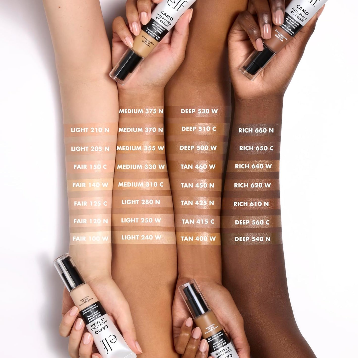 e.l.f. Hydrating Camo CC Cream, SPF 30, Color Correcting Full Coverage Foundation For A Dewy Finish, Vegan & Cruelty-Free, Medium 350 W