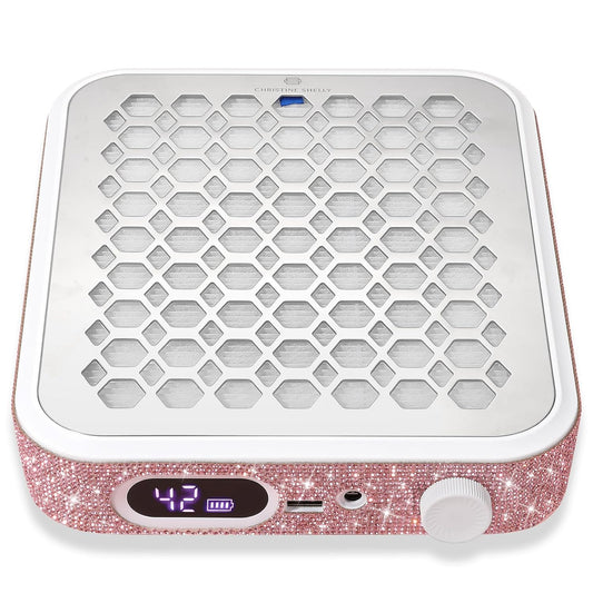 Nail Dust Collector, Rechargeable Dust Collector Nail Tech, Powerful Vacuum Fan Vent Dust Collector Extractor Dust Suction Machine for Acrylic Nails Polishing, Nail Salon&Home, Pink