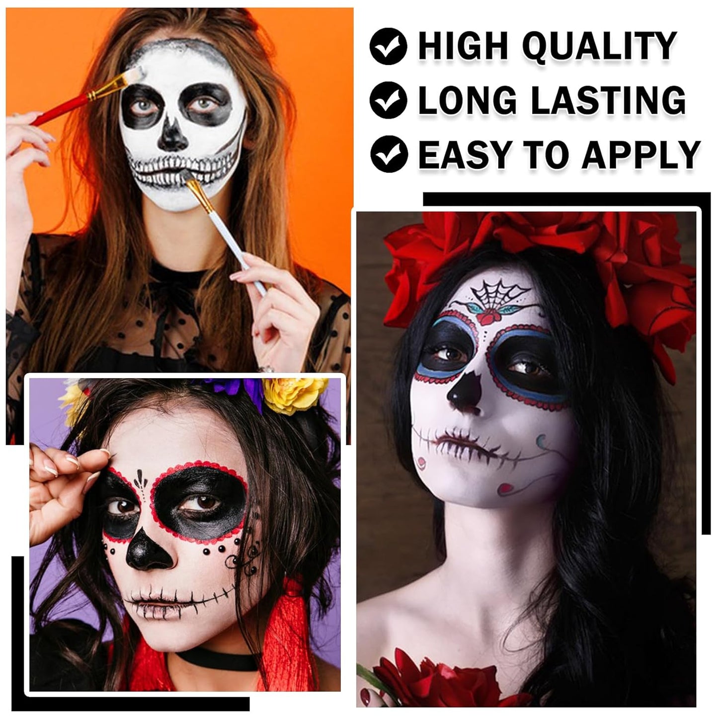 Clown Makeup Kit,Black White Red Face Paint Professional Adult Body Paint Kit for Halloween SFX Special Effects Makeup Kit