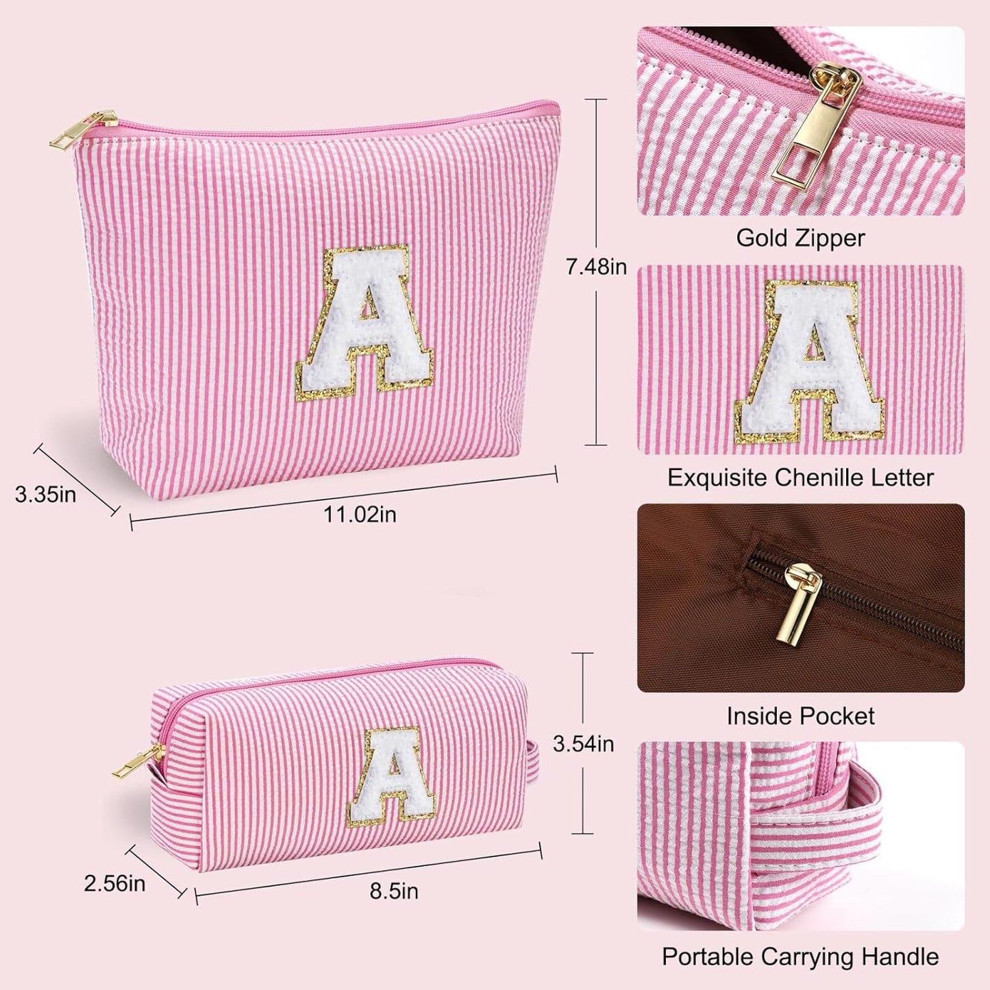 YOOLIFE Unique Makeup Bag - Pink Cosmetic Travel Toiletry Bag for Women, Sister, Girlfriend, Friend Gifts
