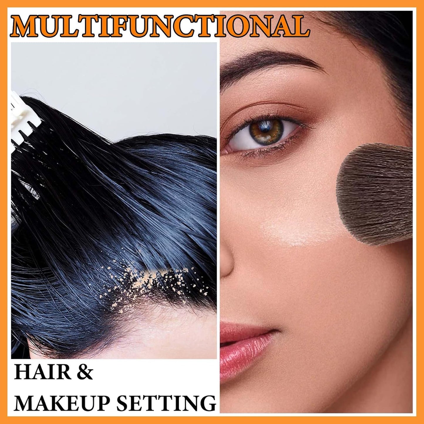 Sunscreen Setting Powder,Warm Change Foundation,Brush Setting Makeup SPF 50 PA++ for All Skin,Moisturizing Loose Face Powder with Sunscreen Brush