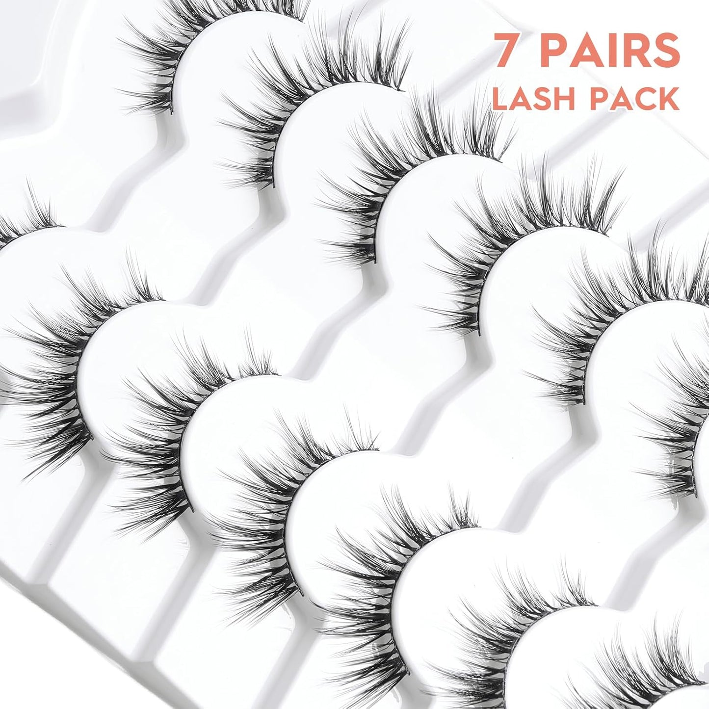 Manga Lashes Wispy 14mm False Eyelashes Natural Look Cat Eye Lashes Strips 0.1mm Thin Band Anime Eyelash 3D Volume Manhua Lash Pack C Curl Eyelashes 7 Pair Siligli