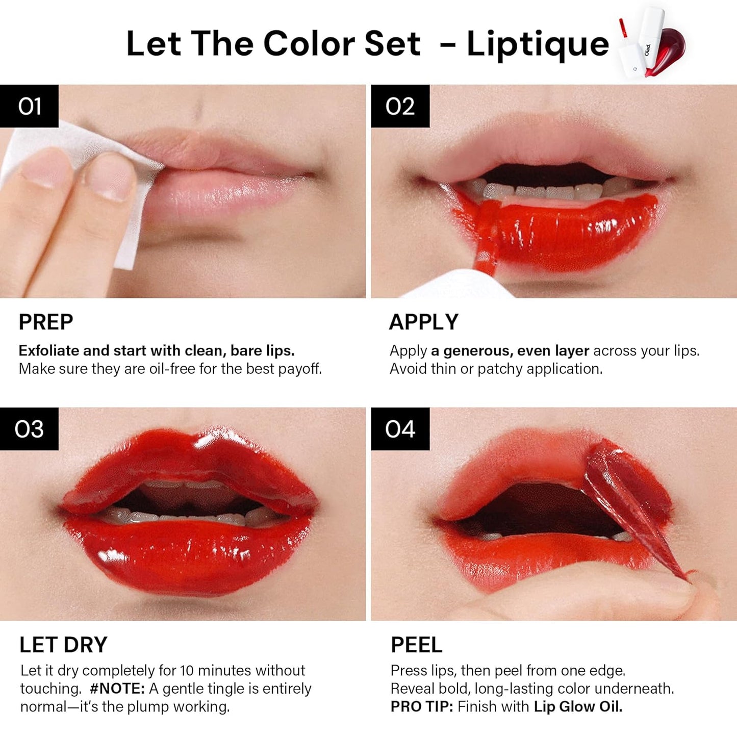 Liptique Korean Lip Stain Peel Off - 24 Hour Long Lasting Lip Tattoo, Waterproof & Transfer Proof, Nourishing & Hydrating Lip Tint for Women, Instant Plumping Lip Tints Peel Off (007 CORRAL'N)