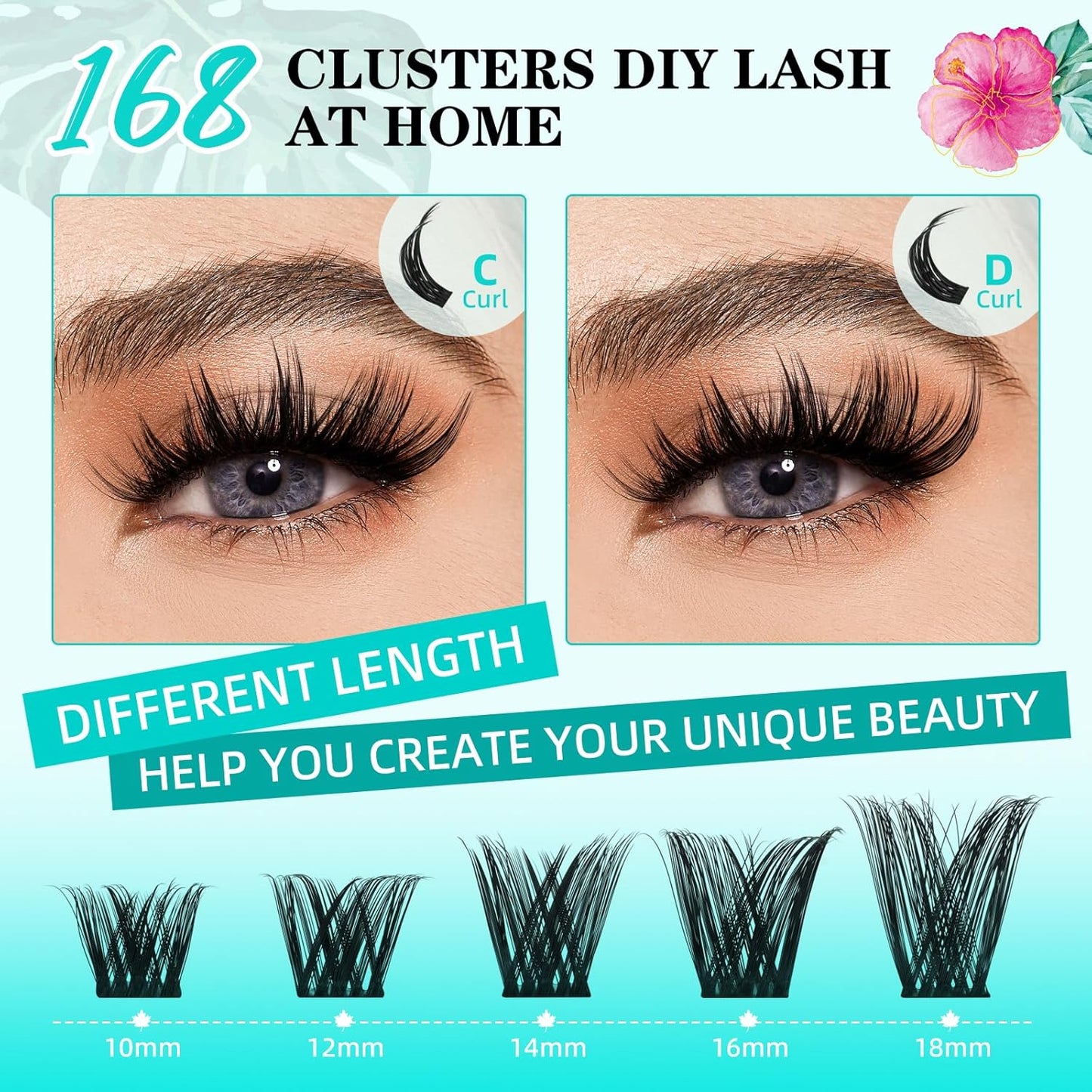 Lash Clusters Wet Look 168Pcs Eyelash Cluster Ultra-Thin Lash Band Eyelashes Extensions Spiky Anime Wide Span Lashes(Tulip,D-14mm)