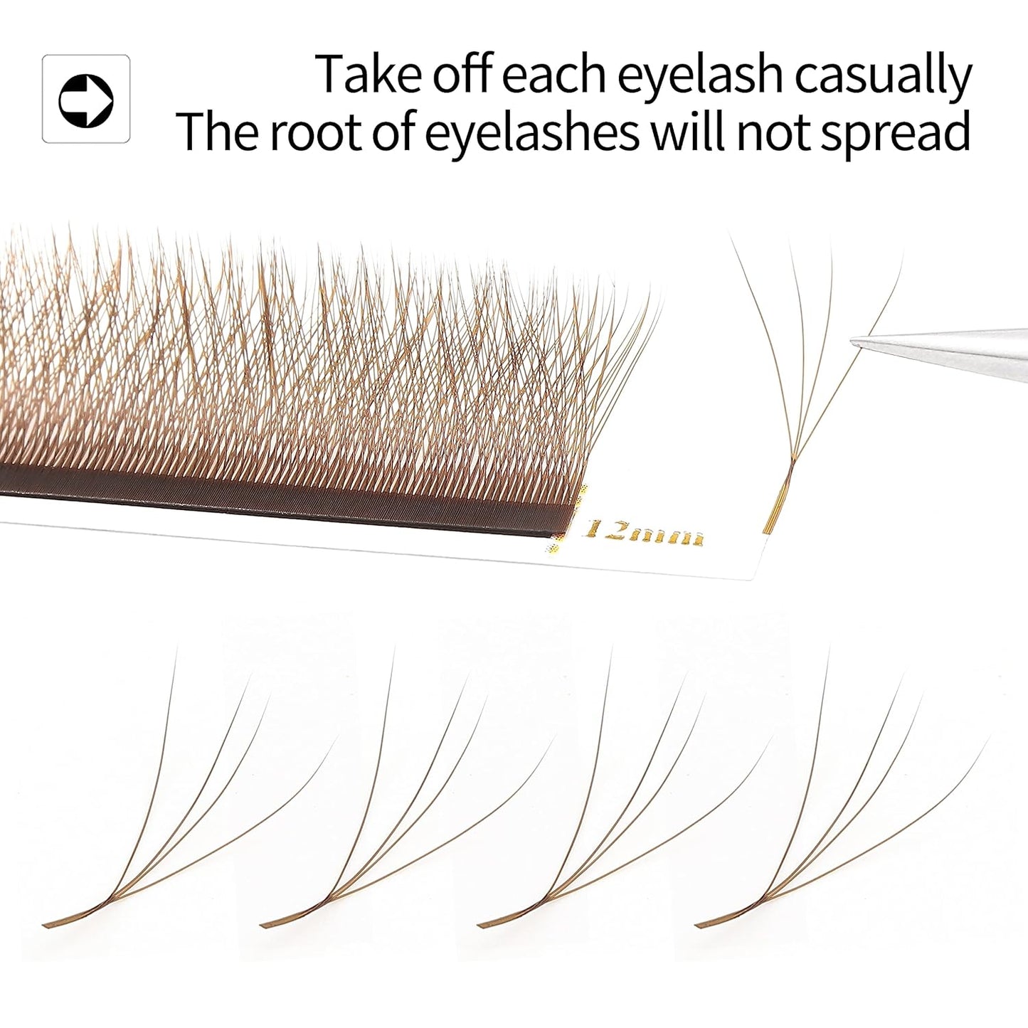Lash Extensions Brown 4D W Eyelash Extensions W Shape 0.07mm Thickness D Curl 8mm Premade Fans Lashes Colored Lash Extension Volume Lashes Individual Lashes(W-Brown-4D-0.07-D,8mm)
