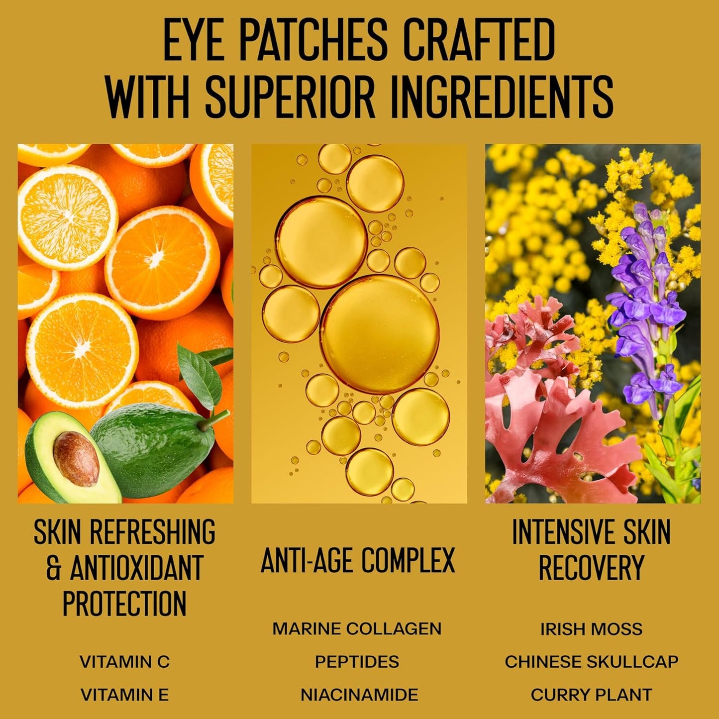 Under Eye Patches - 60pcs Gold Eye Patches for Puffy Eyes, Dark Circles, Eye Bags - Collagen Under Eye Mask with Vitamins (24k Golden 25 Pairs (Pack of 1))