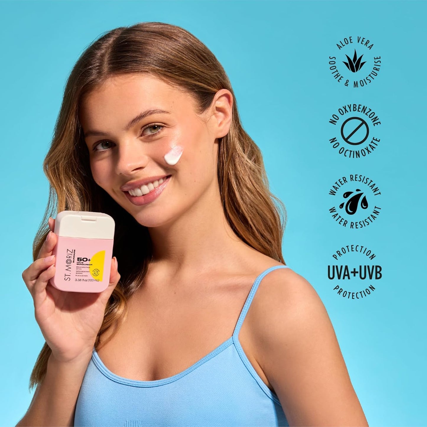 St Moriz Suncare SPF - Sunscreen - Broad Spectrum Protection Water Resistant Sunscreen Moisturizing Lotion + Vitamin E - Oxybenzone & Octinoxate Free - Vegan - Face, 50, Sun Protection Factor (SPF)