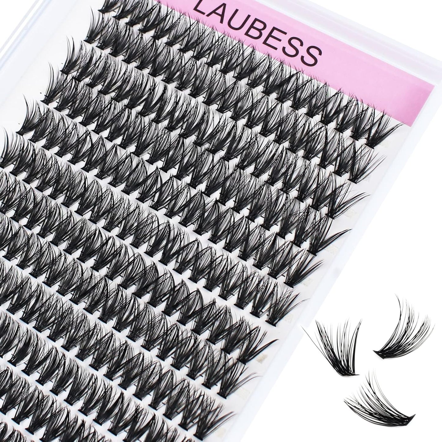Lash Clusters LAUBESS Individual Lashes Waterproof Eyelash Clusters Mixed Tray Cluster Eyelash Extensions Soft Cluster Lashes for Beginners(40D-D-10)