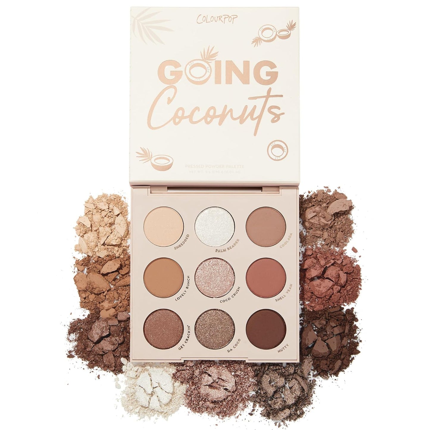 Colourpop Going Coconuts Eyeshadow Palette - Cool-Toned Neutral Eyeshadow Palette with Ultra-Velvety and Silky Finishes - High-Pigment Eye Makeup with a Long-Wearing Formula (0.3 oz)