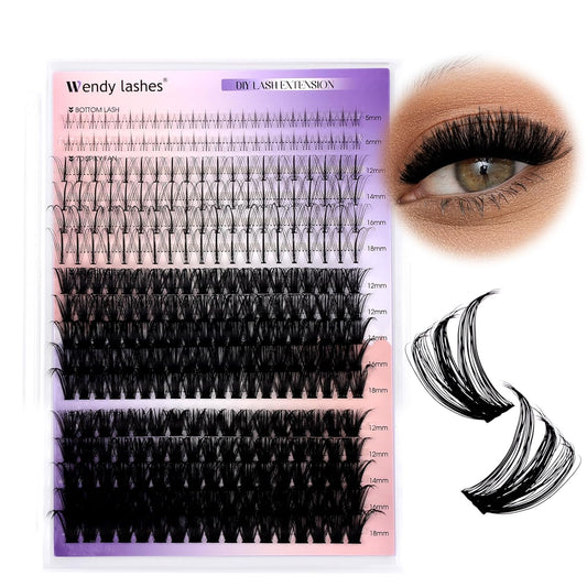 Lash Clusters With Bottom Lashes 356PCS 60D/80D Multi-types Fluffy Lash Clusters C/D Curl Wispy Individual Lashes Spike Volume Cluster Eyelash Extensions By Wendy Lashes(60/80D-0.07D)