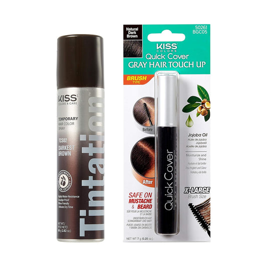 KISS Tintation Temporary Hair Color Spray & Hair Mascara (Darkest Brown)