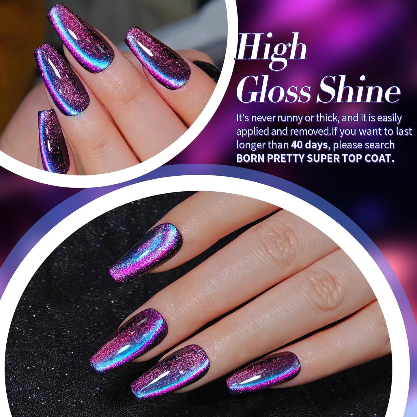 Born Pretty Cat Magnetic Gel Nail Polish 9D Polaris Holorgraphic Cat Magnetic Eye Gel Polish Glitter Gel Polish Set 6PCS