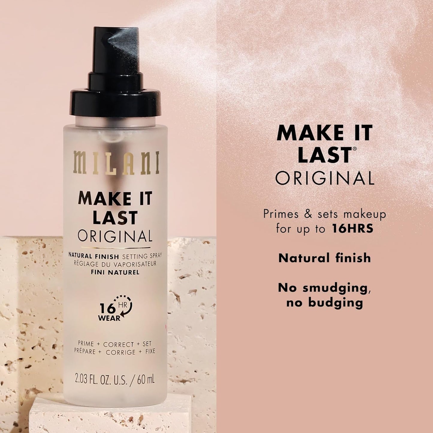 Milani Setting Spray + Primer, Make It Last Original - Natural Finish with Niacinamide for Hydration, Setting Spray for Makeup and Face Primer, 3-in-1 Prime + Hydrate + Set, 2.03 Fl. Oz - 2 Pack
